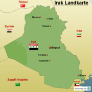 Irak Nachbarn Nachbarstaaten Kart Landkarte