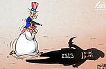 Karikatur IS ISIS USA Arabische Staaten Golfstaaten Widerspruch Paradox Finanzierung Saudi Arabien Katar Syrien Irak