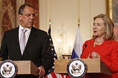 Russlans Außenminister Sergej Lavorv und US-Außenministerin Hillary Clinton