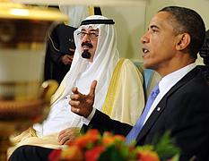 Saudi-Arabiens König Abdullah ibn Abd al-Aziz Al Saʿud und Präsident der Vereinigten Staaten Barack Obama