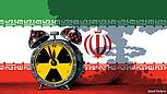Iranische Flagge Atombombe Iran Nuklearbombe Nuklearwaffe Atomwaffe Tickende Uhr