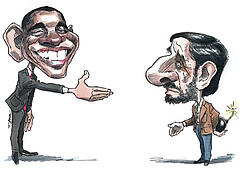 Kariktaur über Obama und Ahmadinejad