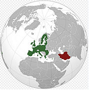 Iran und Europa Landkarte